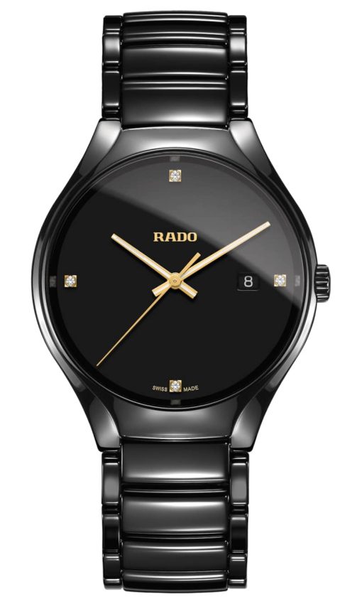 Rado True Diamonds Quartz Black Dial Ceramic Watch, 40mm