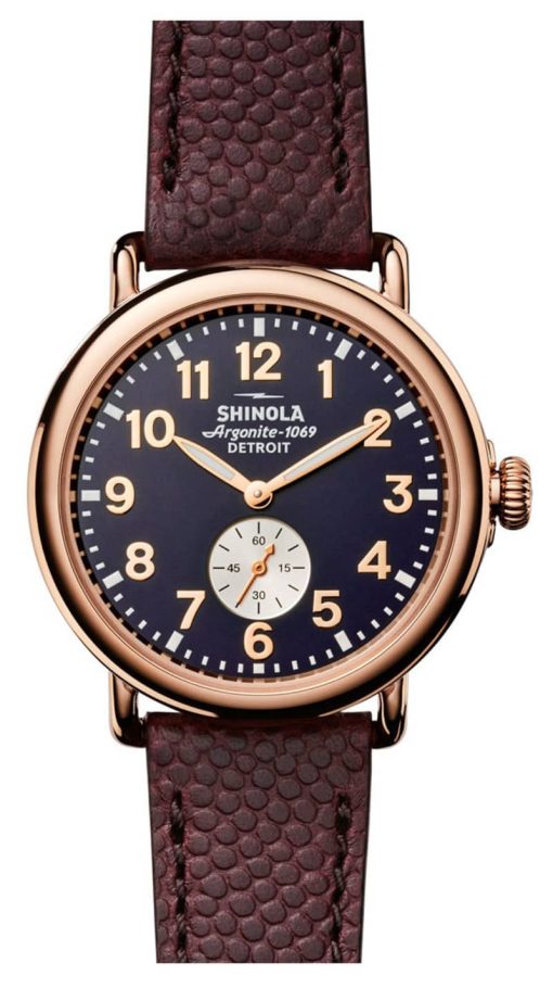 Shinola The Runwell Midnight Blue Dial Oxblood Leather Watch, 41mm