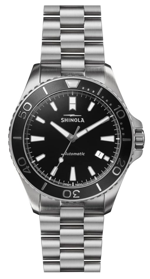 Shinola The Lake Superior Monster Automatic Black Dial Stainless Steel Watch, 43mm