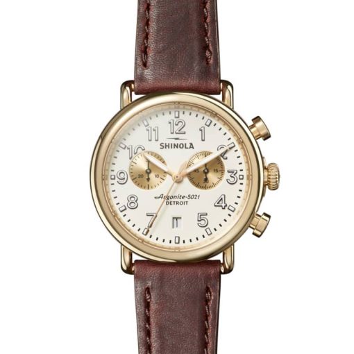 Shinola The Runwell Chrono Ivory Dial Cattail Leather Watch, 41mm