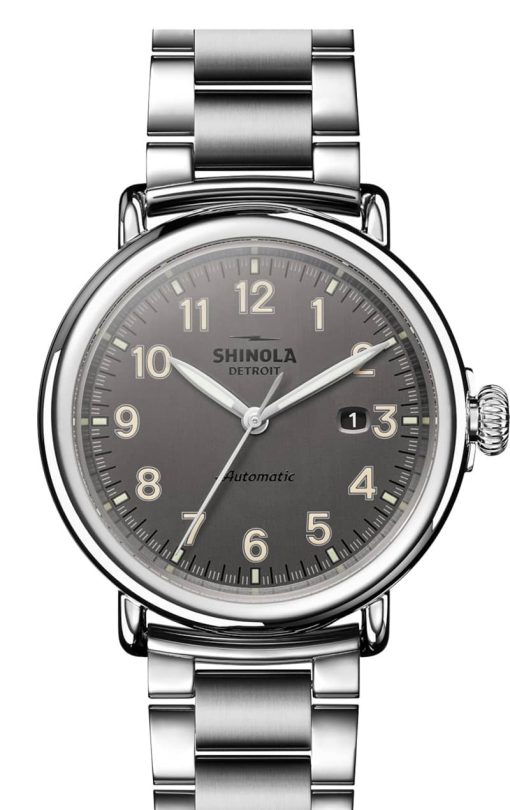 Shinola The Runwell Automatic Gunmetal Dial Stainless Steel Bracelet Watch, 45mm