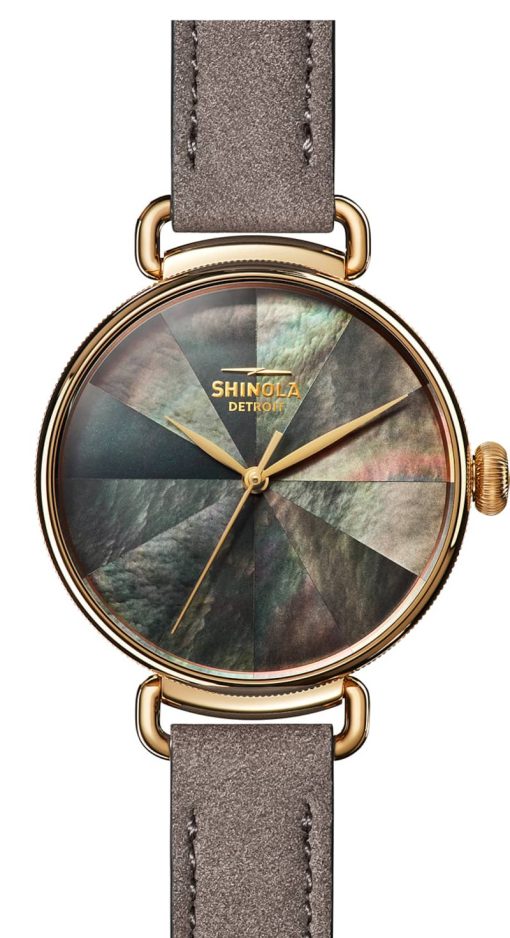 Shinola The Canfield 38mm Gray Mosaic Mother Of Pearl Dial Womens Watch