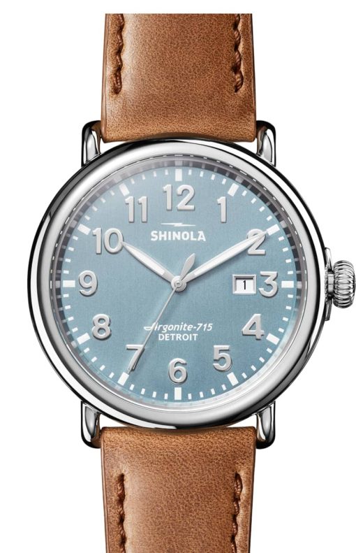 Shinola The Runwell 47mm Stone Blue Dial Stainless Steel Mens Watch