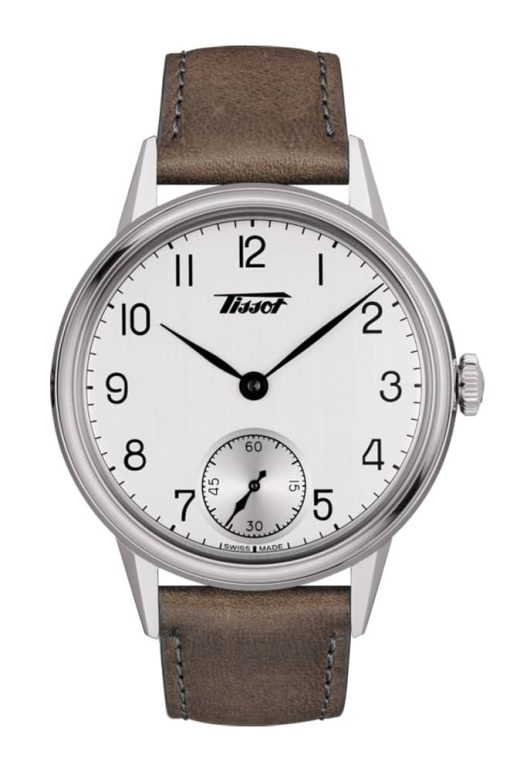 Tissot Heritage Petite Seconde Silver Dial Brown Leather Watch, 42mm