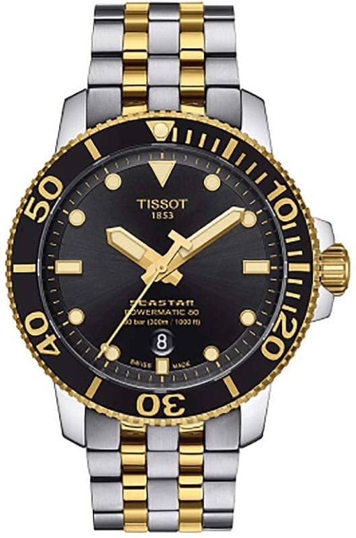 Tissot Seastar 1000 Powermatic 80 Black Dial Two-Tone Stainless Steel Bracelet Watch, 43mm