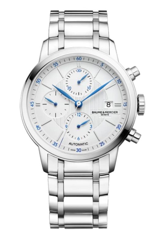 Baume & Mercier Classima Automatic Chronograph Silver Opaline Dial & Bracelet Watch, 42mm