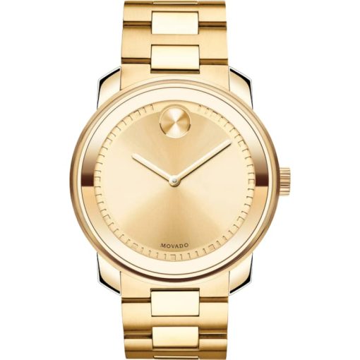 Movado BOLD Yellow Gold-Tone Metallic Dial & Ion-Plated SS Link Bracelet Watch, 42.5mm