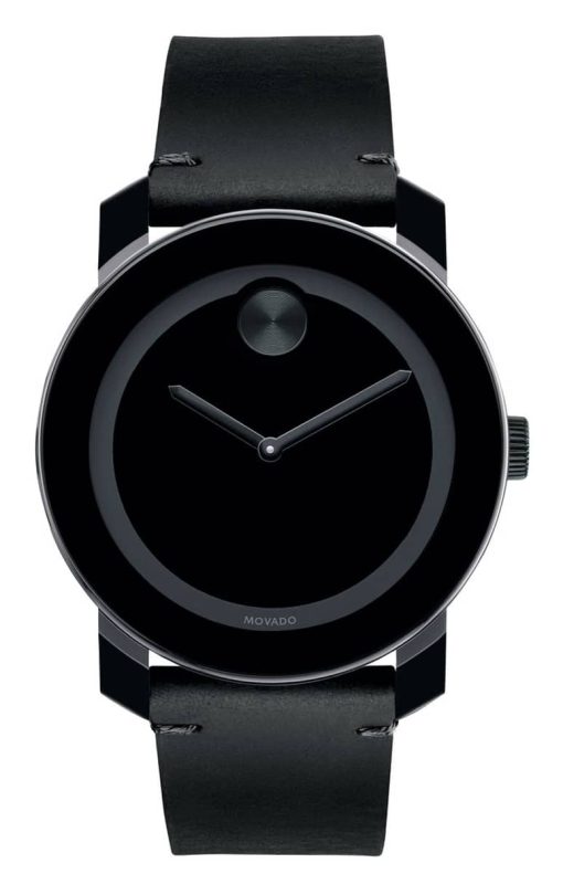 Movado BOLD TR90 Black Dial & Colorado Bull Leather Strap Watch, 42mm