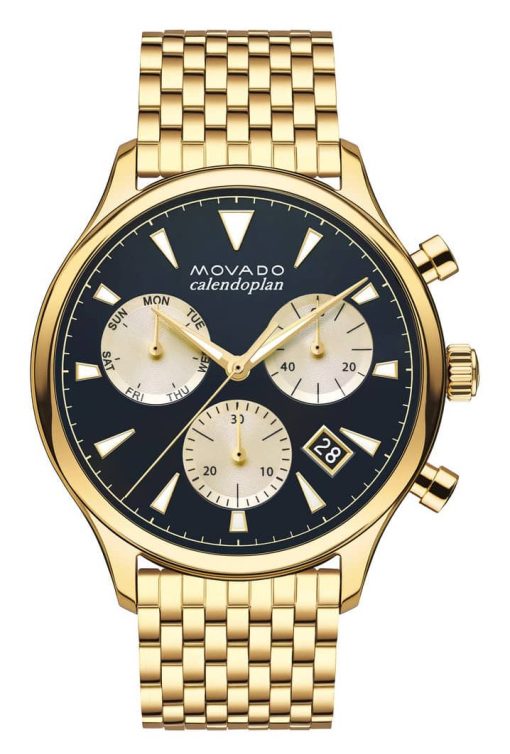 Movado Calendoplan Chronograph 43mm Gold Mens Watch