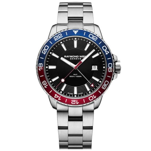 Raymond Weil Tango Black Dial Stainless Steel Bracelet Watch, 42mm