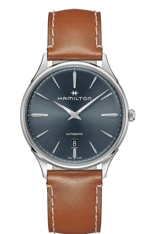 Hamilton Jazzmaster Thinline Auto Blue Dial Brown Leather Watch, 40mm