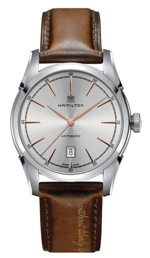 Hamilton American Classic Spirit Of Liberty Auto Silver Dial Brown Leather Watch, 42mm