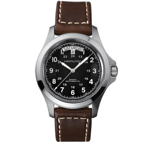 Hamilton Khaki King Auto Black Dial Brown Leather Strap Watch, 40mm