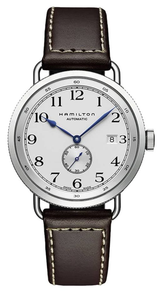 Hamilton Khaki Navy Pioneer Small Second Auto Silver Dial Brown Strap Watch, 40mm