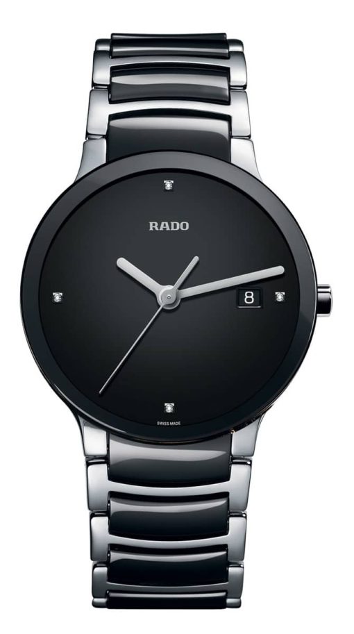 Rado Centrix Diamonds Quartz Black Dial Two-Tone Ceramic Watch, 38mm