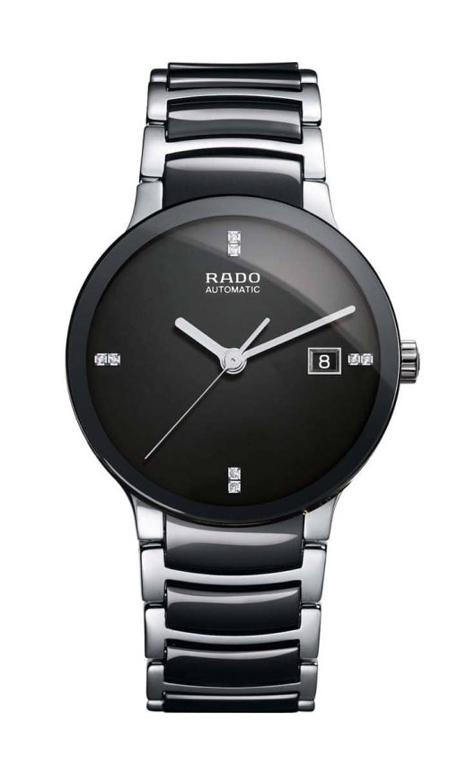 Rado Centrix Automatic Diamonds Black Dial Stainless Steel Watch, 38mm