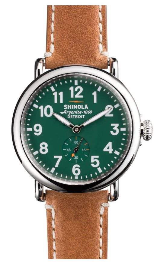 Shinola The Runwell Green Dial Largo Tan Watch, 41mm