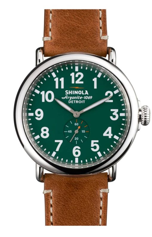 Shinola The Runwell Green Dial Largo Tan Watch, 47mm
