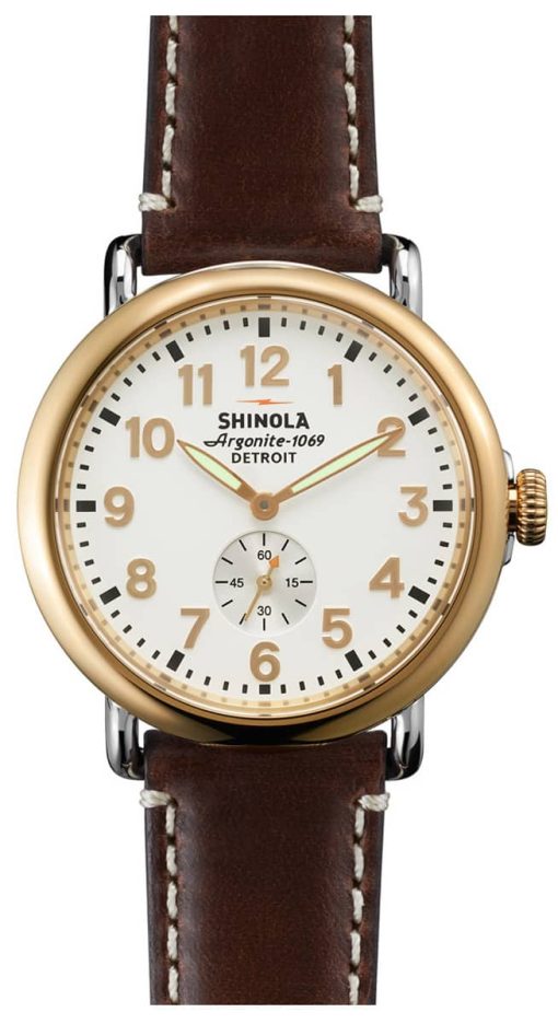 Shinola The Brakeman White Dial Brown Leather Strap Watch, 41mm