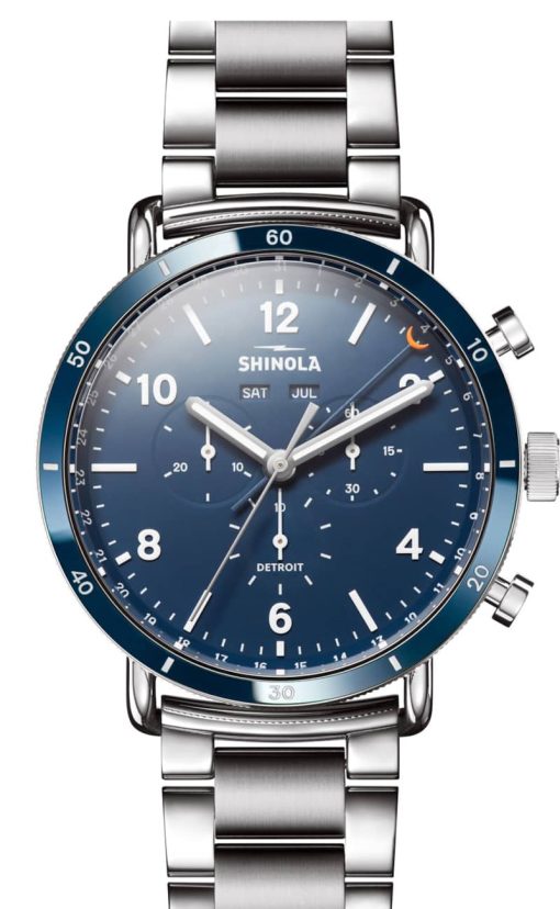 Shinola The Canfield Sport Blue Dial Stainless Steel Bracelet Watch, 45mm
