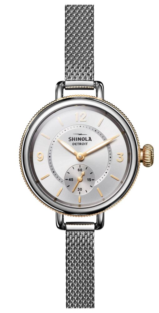 Shinola The Birdy 34mm Silver with Mesh Bracelet Womens Watch