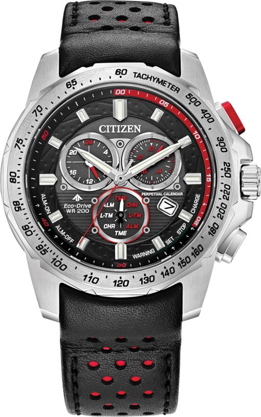 Citizen Promaster MX Black Dial Leather Watch, 43mm