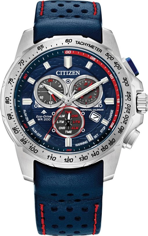 Citizen Promaster MX Blue Dial Leather Watch, 43mm