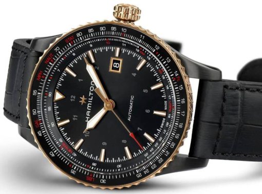 Hamilton Khaki Aviation Converter Auto Black Dial & Leather Strap Watch, 42mm - Image 3