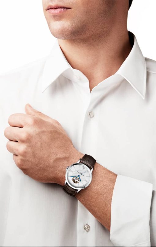 Baume & Mercier Classima Automatic Silver Opaline Dial Brown Alligator Leather Watch, 40mm - Image 3