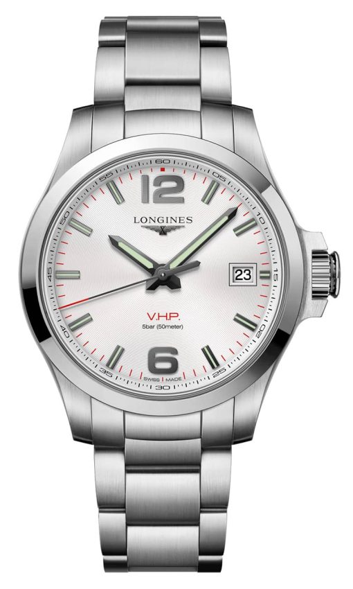 Longines Conquest V.H.P. Stainless Steel Case And White Dial Mens Watch