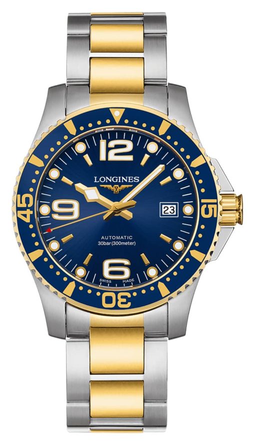 Longines HydroConquest Two-Toned Stainless Steel And Gold With Blue Dial Mens Watch