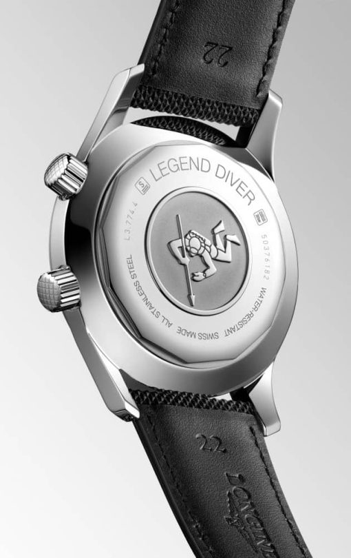 Longines Legend Diver Stainless Steel Case And Black Dial Mens Watch - Image 3