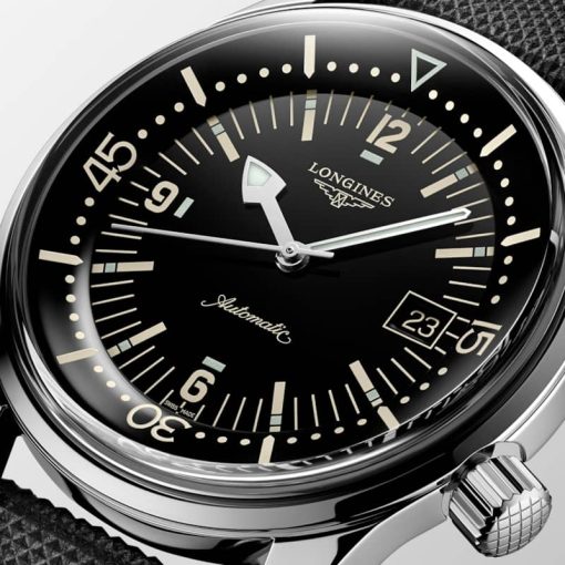 Longines Legend Diver Stainless Steel Case And Black Dial Mens Watch - Image 4
