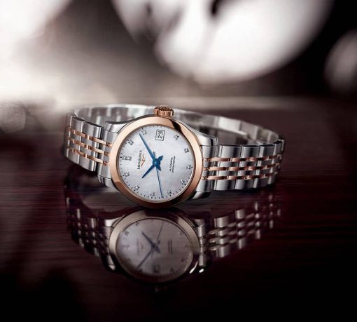 Longines Record Collection Stainless Steel And Rose Gold Watch, White MOP Dial, 30mm - Image 2
