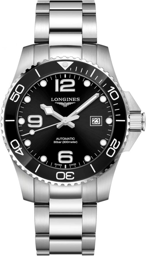 Longines HydroConquest Automatic Stainless Steel Watch, Sunray Black Dial, 43mm