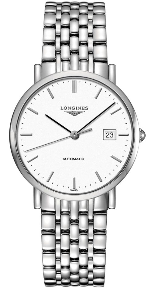 Longines Elegant Collection Stainless Steel Case And White Dial Mens Watch