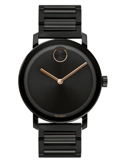 Movado BOLD Evolution Black Dial & Ion-Plated SS Link Bracelet Watch, 40mm