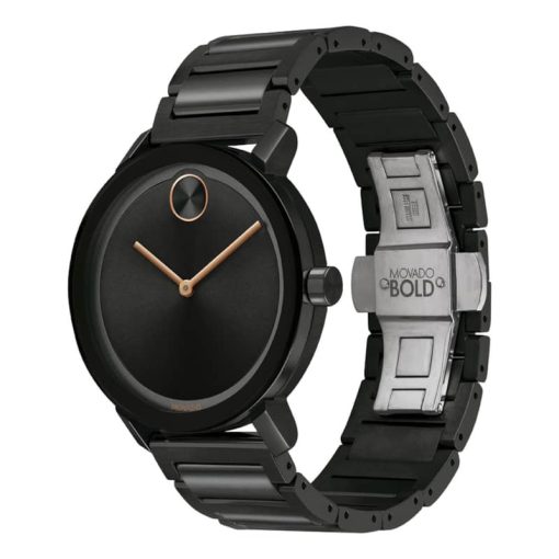 Movado BOLD Evolution Black Dial & Ion-Plated SS Link Bracelet Watch, 40mm - Image 2
