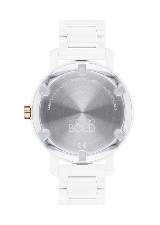 Movado BOLD Evolution White Dial & Ceramic Link Bracelet Watch, 36mm - Image 3