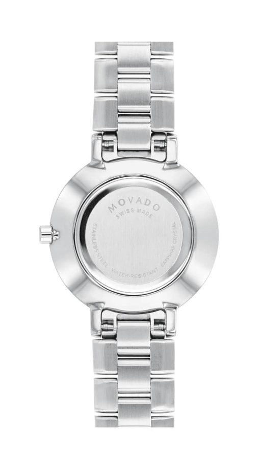 Movado Faceto Black w/ Diamonds Dial Silver Link Bracelet Watch, 28mm - Image 3