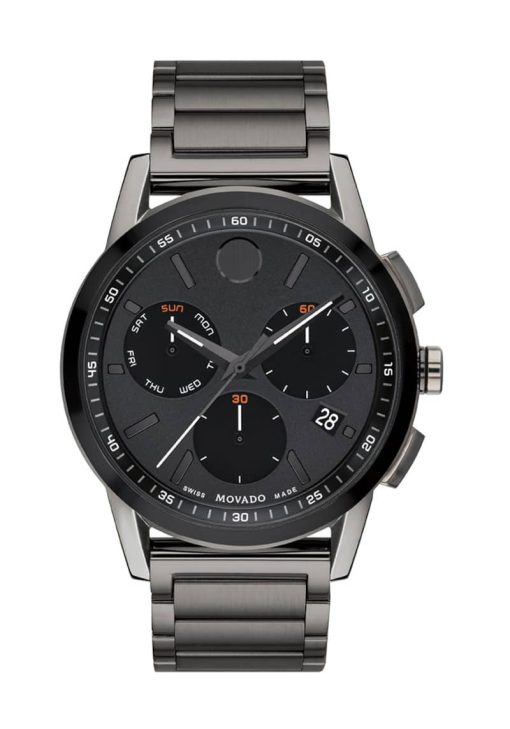 Movado Museum Sport Black Dial Gunmetal PVD SS Watch, 43mm