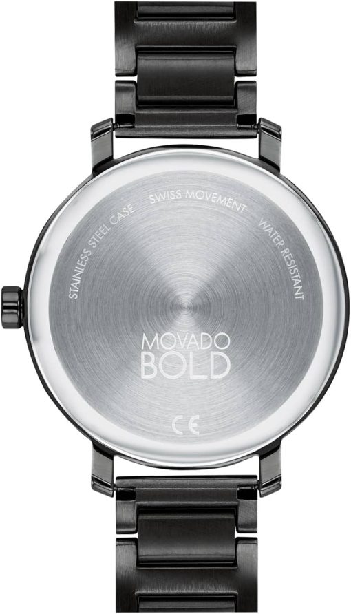 Movado BOLD Evolution Frosted Black w/ Crystals Dial & Link Bracelet Watch, 34mm - Image 3