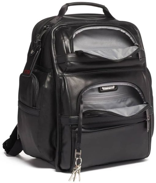 TUMI Alpha 3 Black Leather Brief Pack - Image 3