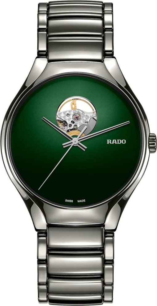 Rado True Secret Green Dial Grey Ceramic Watch, 40mm