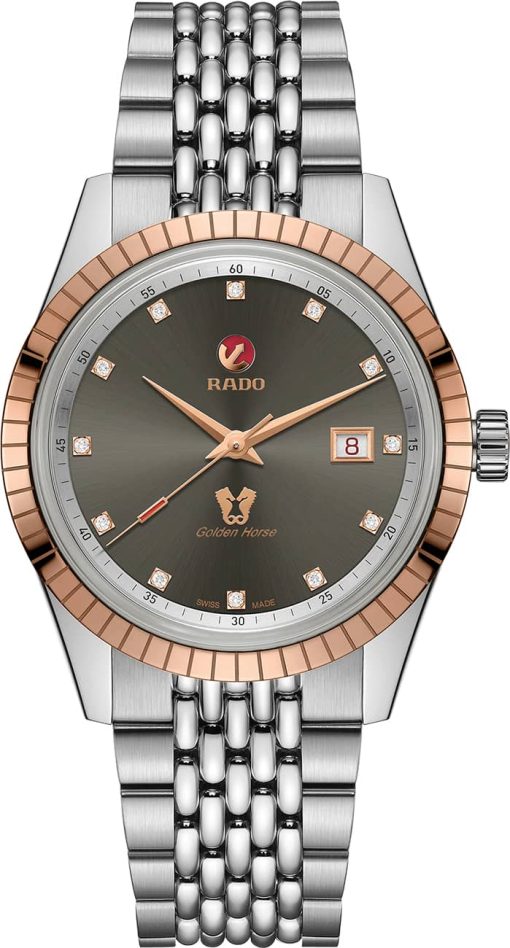 Rado Golden Horse Diamonds Gray Dial Stainless Steel Watch, 42mm