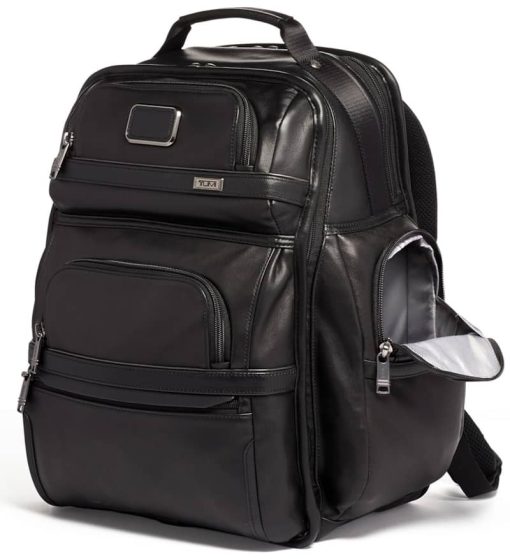 TUMI Alpha 3 Black Leather Brief Pack - Image 4