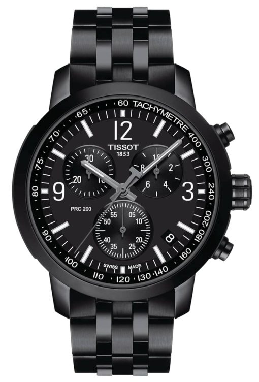 Tissot T-Sport PRC 200 Chronograph Black Stainless Steel Watch, 43mm