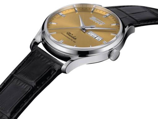 Tissot Heritage Visodate Powermatic 80 Champagne Dial Black Leather Watch, 42mm - Image 2