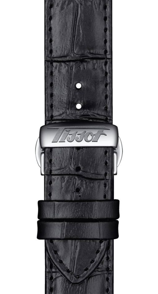 Tissot Heritage Visodate Powermatic 80 Champagne Dial Black Leather Watch, 42mm - Image 6