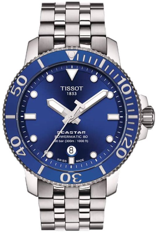 Tissot Seastar 1000 Powermatic 80 Blue Dial Stainless Steel Bracelet Watch, 43mm